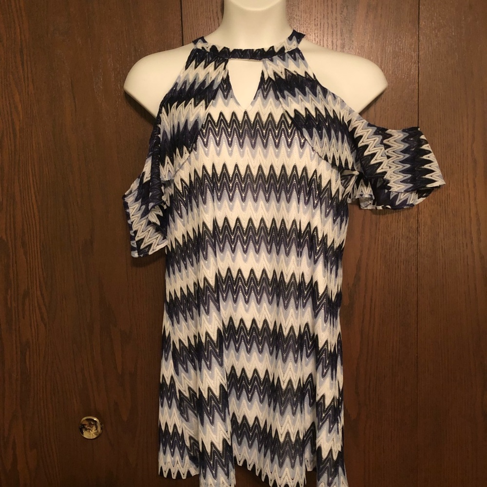 Candies Blue Chevron Halter Dress